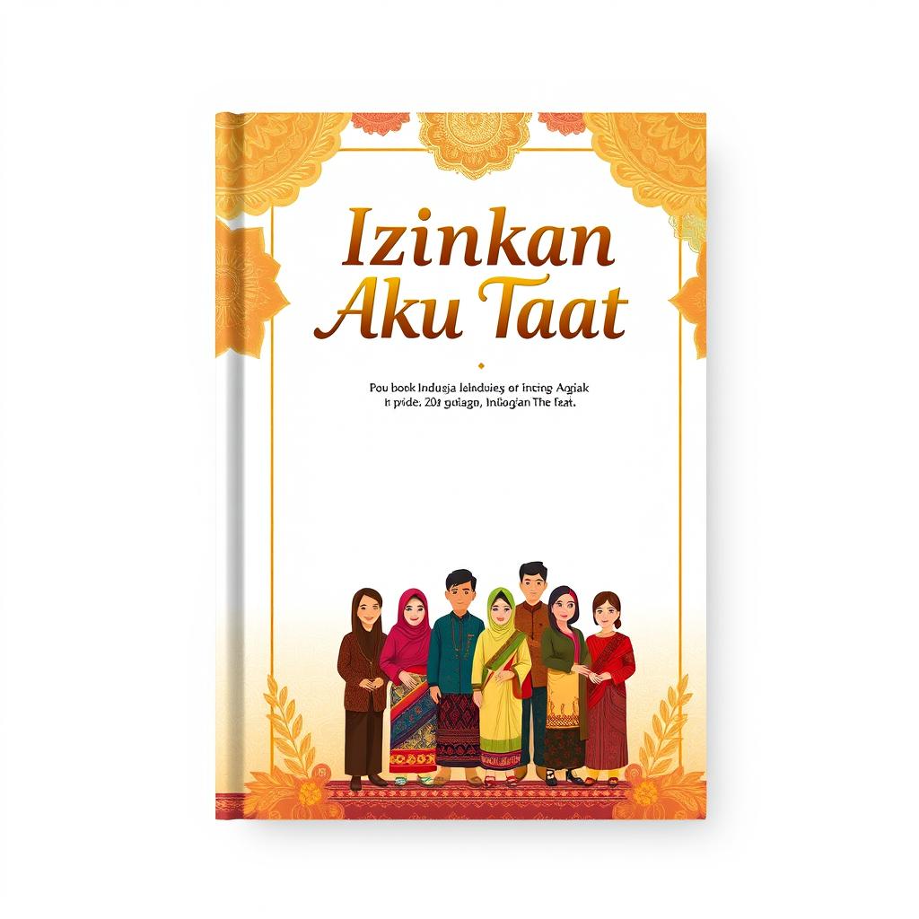 A beautifully designed book cover for a cultural book titled "Izinkan Aku Taat"