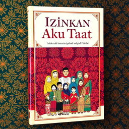 A beautifully designed book cover for a cultural book titled "Izinkan Aku Taat"