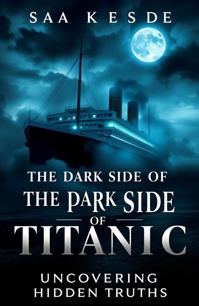 An eerie, atmospheric ebook cover depicting the Titanic ship in a haunting setting