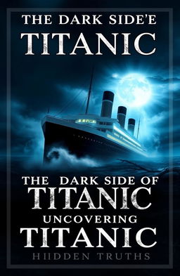 An eerie, atmospheric ebook cover depicting the Titanic ship in a haunting setting