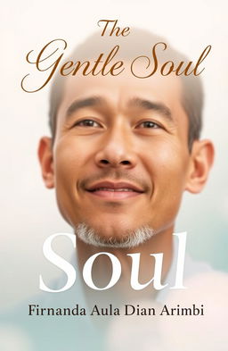 A captivating and unique book cover for 'The Gentle Soul', featuring a kind and gentle man with a soft, inviting expression