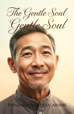 A captivating and unique book cover for 'The Gentle Soul', featuring a kind and gentle man with a soft, inviting expression
