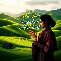 A stunning book cover for a novel titled "Izinkan Aku Taat" that beautifully embodies the essence of Sundanese culture