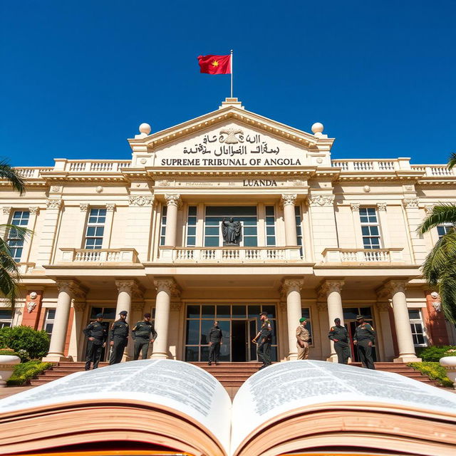 A detailed view of the Supreme Military Tribunal of Angola located in Luanda, showcasing an impressive architecture with an ornate façade