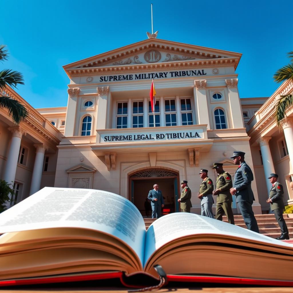 A detailed view of the Supreme Military Tribunal of Angola located in Luanda, showcasing an impressive architecture with an ornate façade