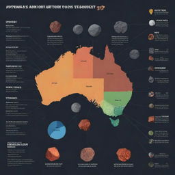 An infographic depicting Australia's rich natural resources including coal, iron ore, copper, gold, natural gas, uranium, and renewable energy sources