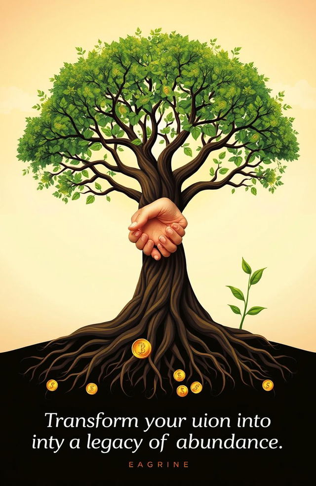 A robust tree with deep roots and a flourishing canopy, symbolizing growth and resilience