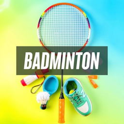 A vibrant and dynamic cover page centered around the theme of badminton