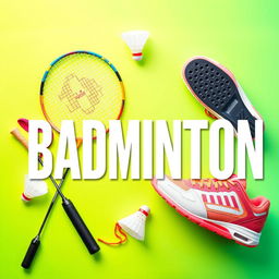 A vibrant and dynamic cover page centered around the theme of badminton