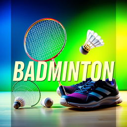 A vibrant and dynamic cover page centered around the theme of badminton