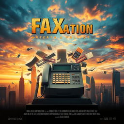 An epic movie poster showcasing the theme of futility and nostalgia for communication technology, featuring a large, retro-style fax machine at the center, surrounded by swirling papers and digital elements that represent a clash of old and new technology