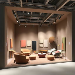 A captivating exhibition stand designed by the Bouroullec brothers, inspired by the flagship Kvadrat showroom in Copenhagen, set within a compact 3x3x3 meter space