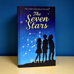 A visually striking book cover for 'The Seven Stars' by Putri, featuring the silhouettes of seven teenagers - three girls and four boys against a starry night sky
