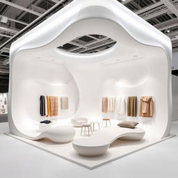 An exhibition stand designed in the style of Ronan and Erwan Bouroullec, inspired by the flagship Kvadrat showroom in Copenhagen