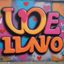 An edgy and vibrant graffiti art showcasing the phrase 'I Love You' infused with bright hues, intricate patterns and abstract street style