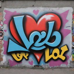 A distinct and sharp graffiti art declaring 'I Love You' with bold lettering, contrasting colors, sharp angles and intricate patterns, embodying the essence of street art