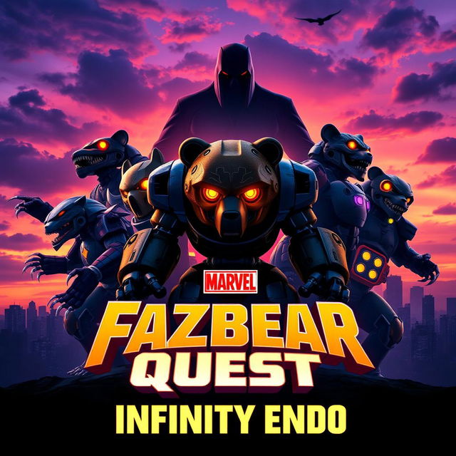 An epic Marvel movie poster for 'Fazbear Quest: Infinity Endo'