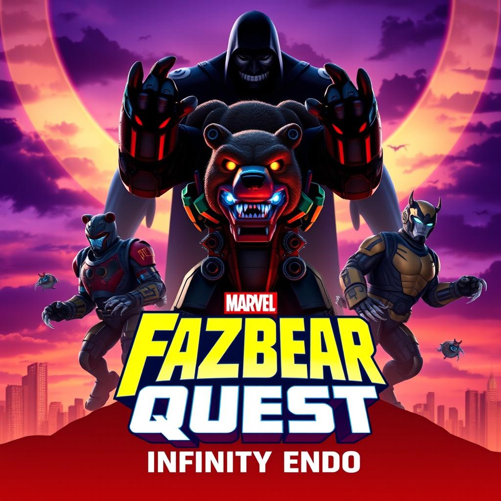 An epic Marvel movie poster for 'Fazbear Quest: Infinity Endo'