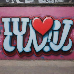 A distinct and sharp graffiti art declaring 'I Love You' with bold lettering, contrasting colors, sharp angles and intricate patterns, embodying the essence of street art