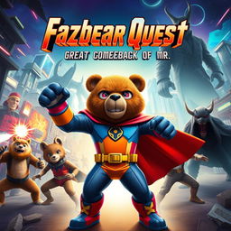 An epic Marvel-style movie poster featuring Fazbear Quest: Great Comeback of the Mr