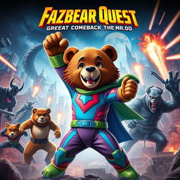 An epic Marvel-style movie poster featuring Fazbear Quest: Great Comeback of the Mr
