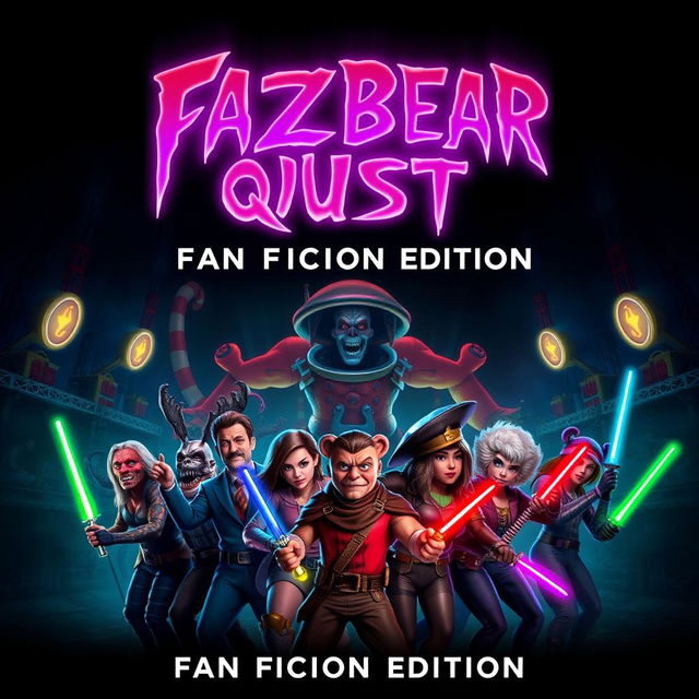 An epic movie poster for 'Fazbear Quest: Fan Fiction Edition'