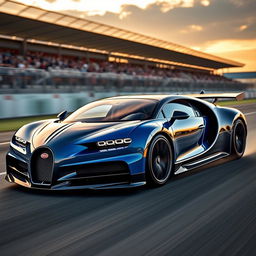 A stunning Bugatti Chiron Pur Sport on a race track, equipped with an aggressive body kit that enhances its aerodynamic features