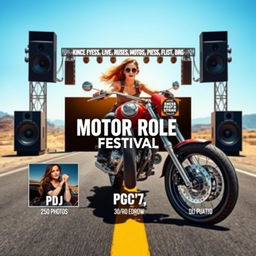 A vibrant and eye-catching event poster for a motorcycle route festival