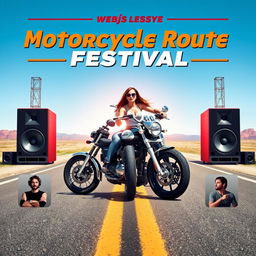 A vibrant and eye-catching event poster for a motorcycle route festival