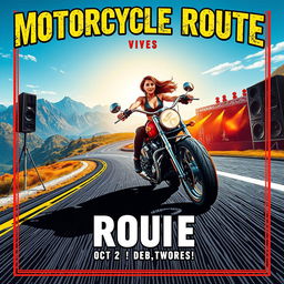A bold and eye-catching event poster design for a motorcycle route festival