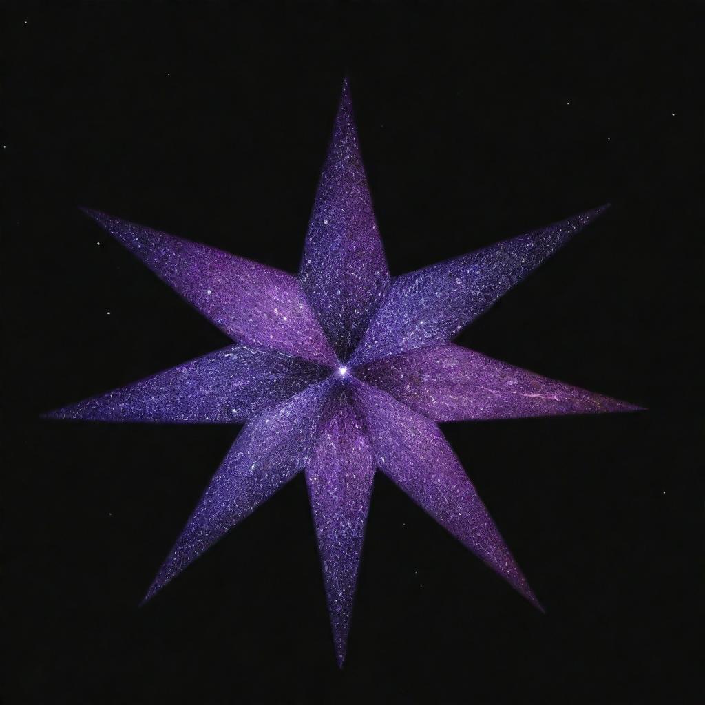 A vivid, dazzling star glowing composed of purple hues against a dark, night sky