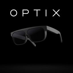 A realistic image of black augmented reality smart glasses called Optix, model Optix Vision Gen-1