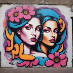 A powerful, sharp graffiti art displaying the name 'Helena'. The design fuses a raw, hard-edged style conveying toxicity with empowering, feminine elements such as bold curves, vibrant colours, and intricate floral motifs in a street art style