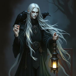 A Shadar-kai character from Dungeons & Dragons, depicted with a gloomy atmosphere