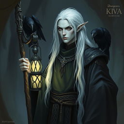 A Shadar-kai character from Dungeons & Dragons, depicted in a gloomy and eerie atmosphere