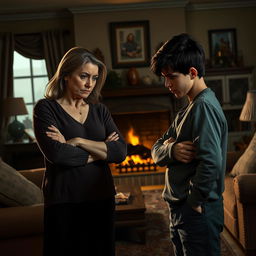 An emotional and intense scene depicting a dramatic family conflict