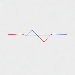 Visualize a semi-straight line, starting from a point named 'phi'. At random lengths, the line rotates 90 degrees, continually, for a total of 100 times. The line is to be depicted in blue, the rotation points blood red, all against a blank white background, drawn simply and clearly.