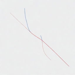 Visualize a semi-straight line, starting from a point named 'phi'. At random lengths, the line rotates 90 degrees, continually, for a total of 100 times. The line is to be depicted in blue, the rotation points blood red, all against a blank white background, drawn simply and clearly.