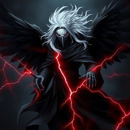 A striking Shadar-kai character from Dungeons & Dragons, enveloped in a gloomy ambiance