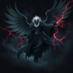 A majestic Shadar-kai character from Dungeons & Dragons, exuding an aura of evil and gloom