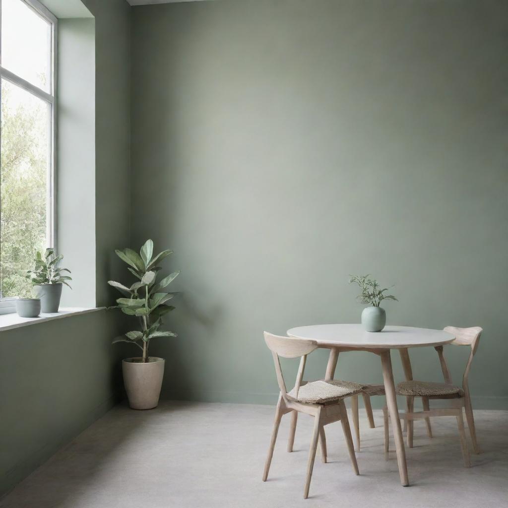 A calming sage green space, serving as a serene and minimalist background.