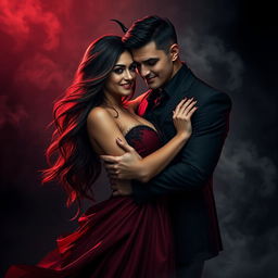A scene depicting toxic love with a visually striking, devilish theme