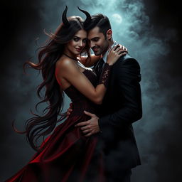 A scene depicting toxic love with a visually striking, devilish theme
