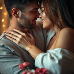 An intimate and romantic scene that captures the essence of passion and connection