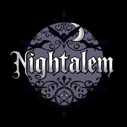 A gothic clothing brand logo for 'Nightalem' inspired by the mystical and eerie atmosphere of Salem