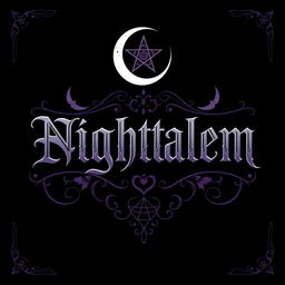 A gothic clothing brand logo for 'Nightalem' inspired by the mystical and eerie atmosphere of Salem