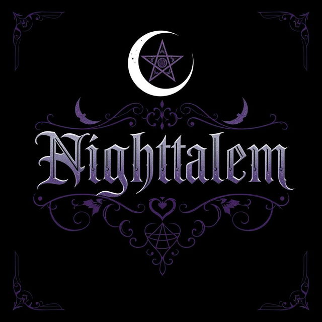 A gothic clothing brand logo for 'Nightalem' inspired by the mystical and eerie atmosphere of Salem