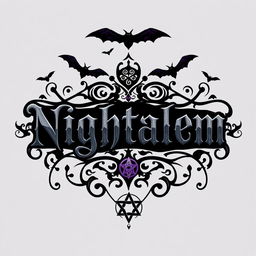 A gothic clothing brand logo for 'Nightalem' inspired by the mystical and eerie atmosphere of Salem