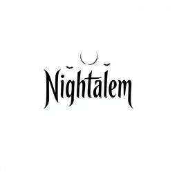 A minimalist and clean logo design for a gothic clothing brand named 'Nightalem', inspired by the mysterious atmosphere of Salem