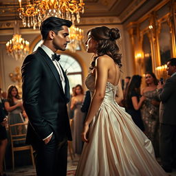 A captivating and provocative scene depicting the theme of mercenary love in an opulent environment
